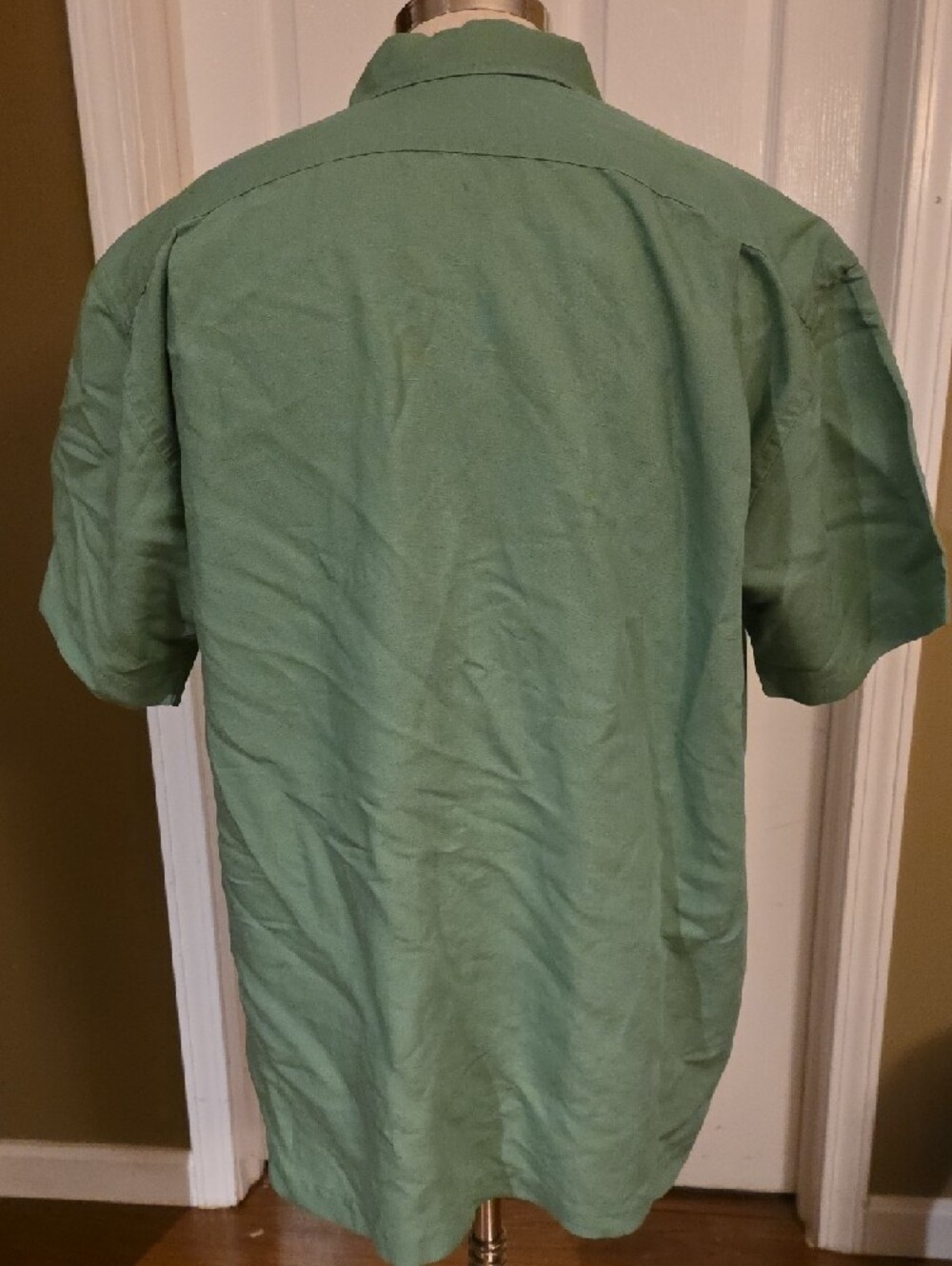 Nautica Button-Down Linen Sage Green Short-Sleeved Men's Shirt - Size Large - Picture 4 of 11